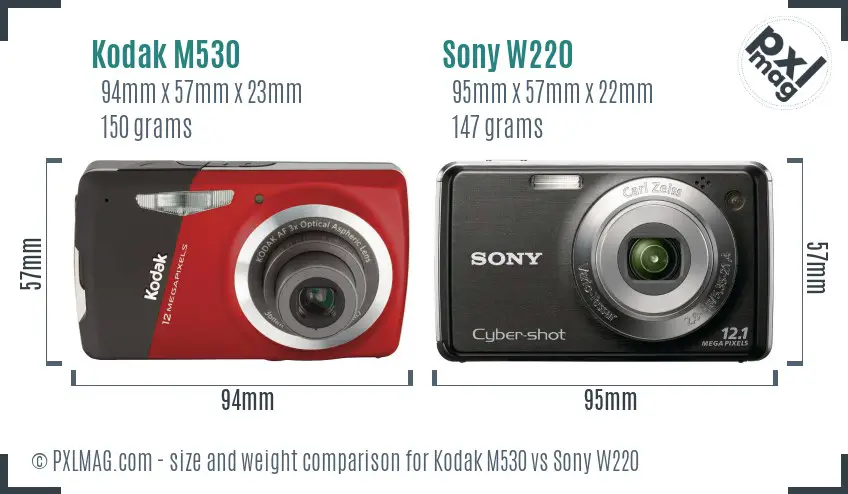 Kodak M530 vs Sony W220 size comparison Kodak M530 vs Sony W220 size comparison