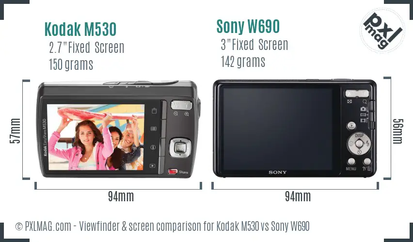 Kodak M530 vs Sony W690 Screen and Viewfinder comparison Kodak M530 vs Sony W690 Screen and Viewfinder comparison