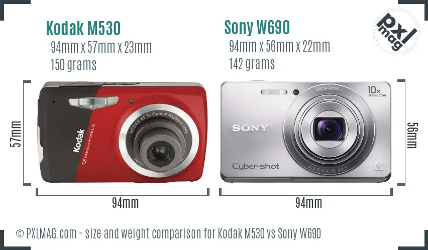 Kodak M530 vs Sony W690 size comparison Kodak M530 vs Sony W690 size comparison