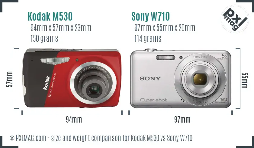 Kodak M530 vs Sony W710 size comparison Kodak M530 vs Sony W710 size comparison