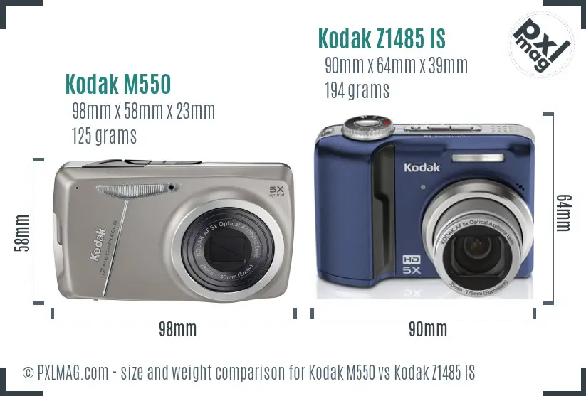 Kodak M550 vs Kodak Z1485 IS size comparison Kodak M550 vs Kodak Z1485 IS size comparison