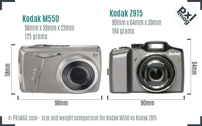 Kodak M550 vs Kodak Z915 size comparison