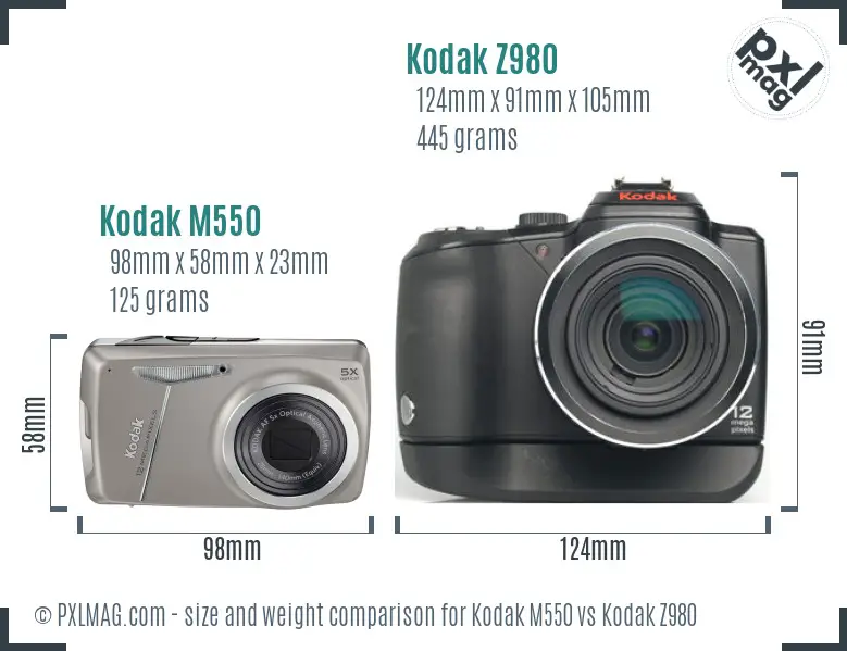 Kodak M550 vs Kodak Z980 size comparison