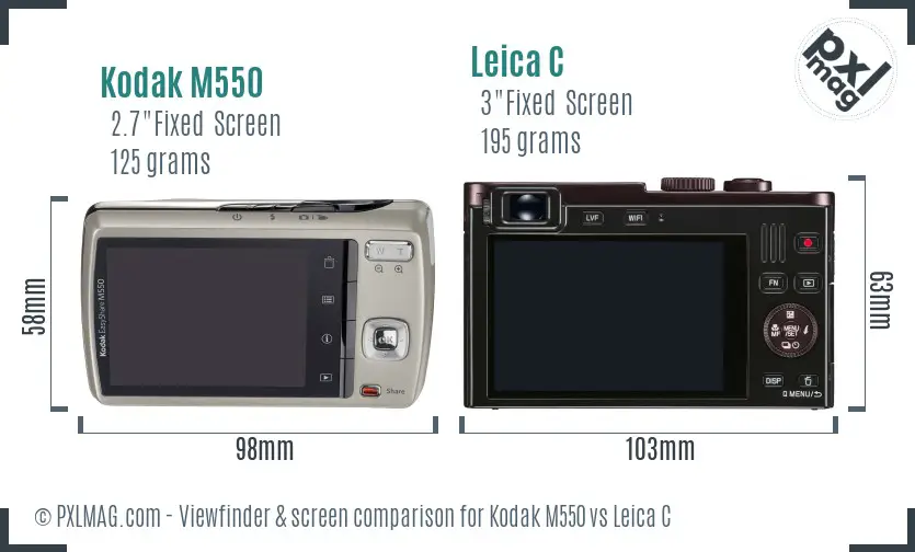 Kodak M550 vs Leica C Screen and Viewfinder comparison