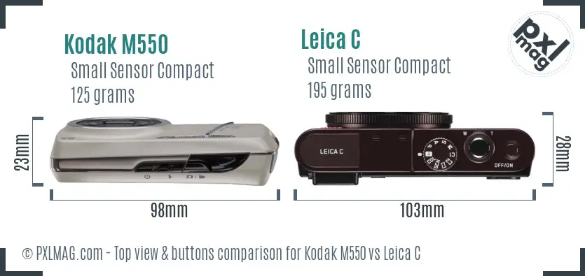 Kodak M550 vs Leica C top view buttons comparison