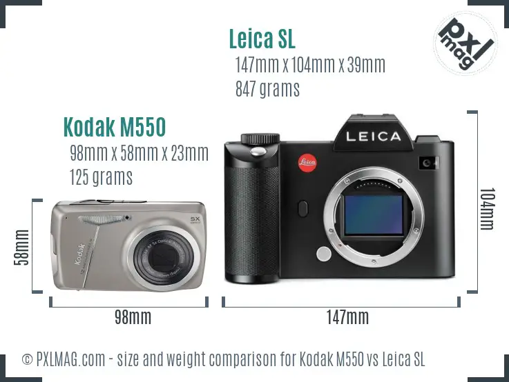 Kodak M550 vs Leica SL size comparison