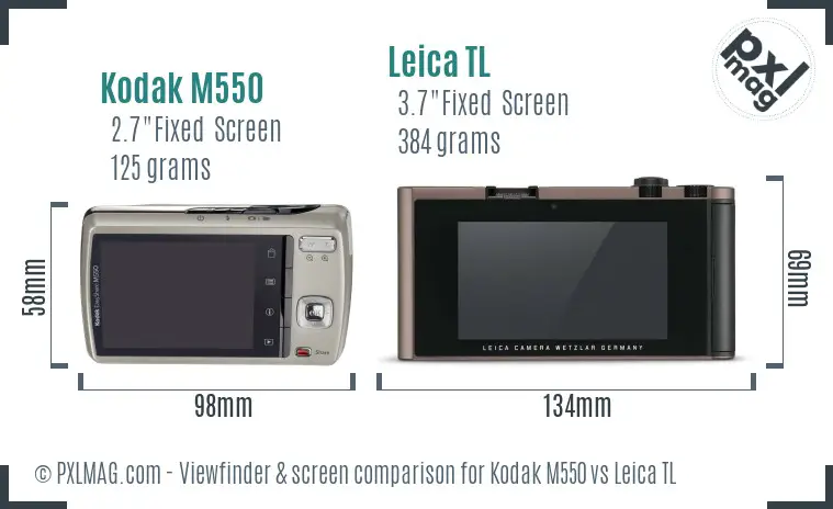 Kodak M550 vs Leica TL Screen and Viewfinder comparison