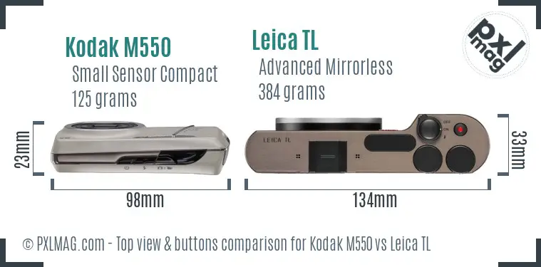 Kodak M550 vs Leica TL top view buttons comparison