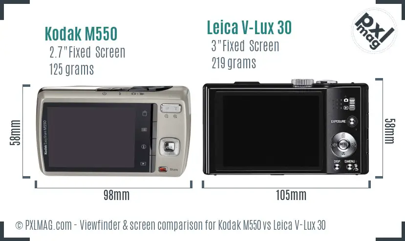 Kodak M550 vs Leica V-Lux 30 Screen and Viewfinder comparison Kodak M550 vs Leica V-Lux 30 Screen and Viewfinder comparison