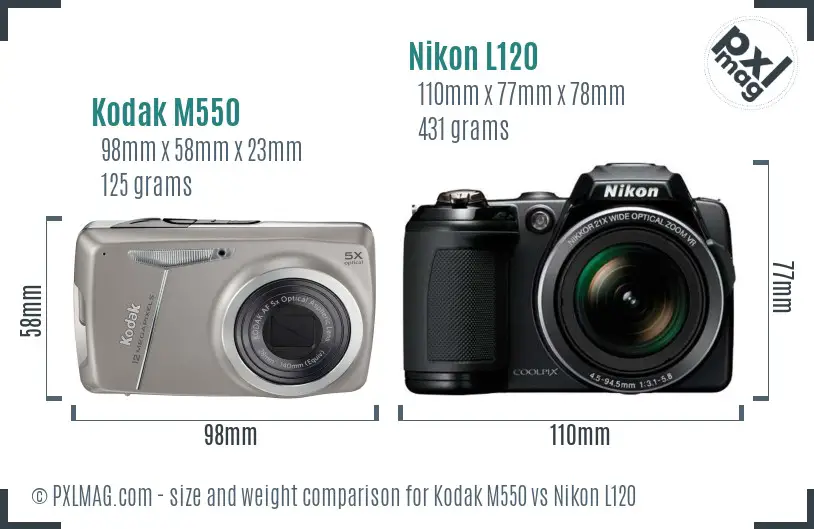 Kodak M550 vs Nikon L120 size comparison Kodak M550 vs Nikon L120 size comparison