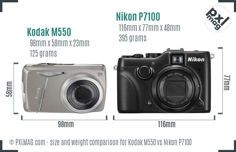 Size comparison between Kodak M550 and Nikon P7100