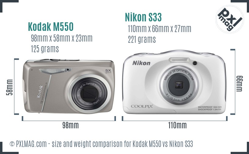 Kodak M550 vs Nikon S33 size comparison Kodak M550 vs Nikon S33 size comparison
