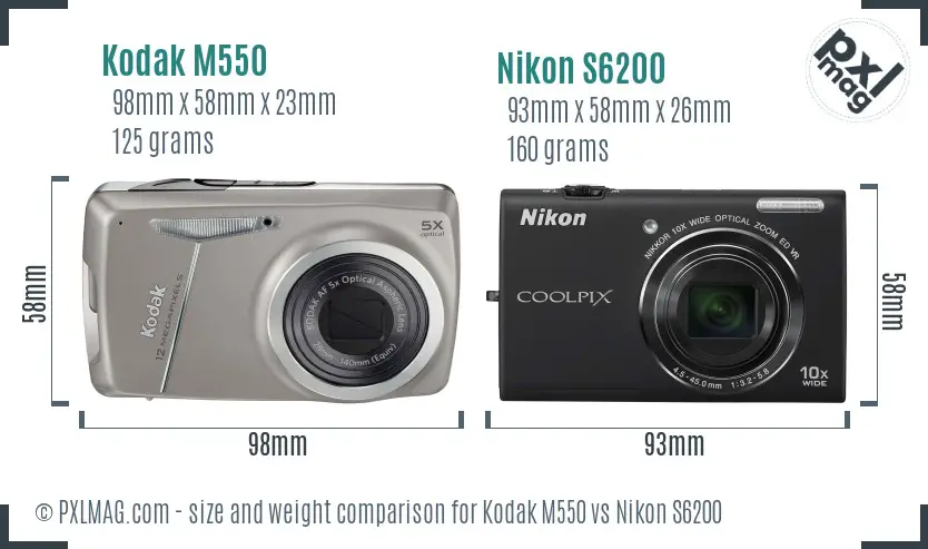 Kodak M550 vs Nikon S6200 size comparison Kodak M550 vs Nikon S6200 size comparison