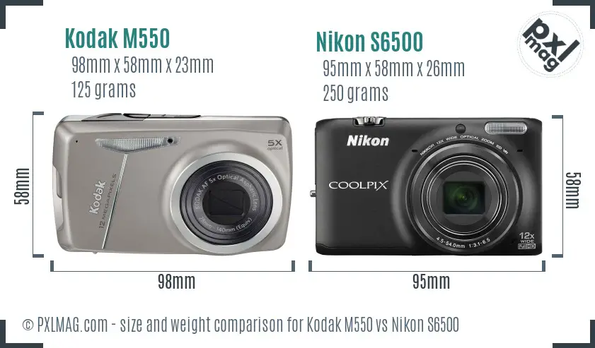 Kodak M550 vs Nikon S6500 size comparison Kodak M550 vs Nikon S6500 size comparison
