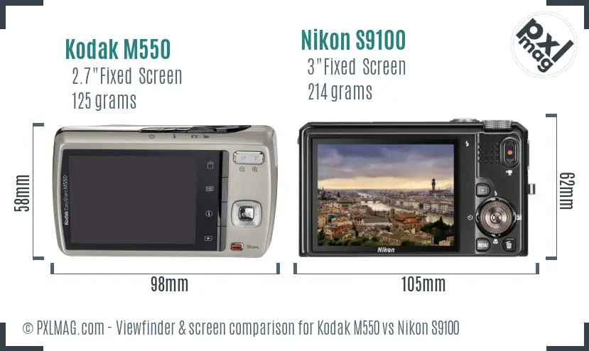 Kodak M550 vs Nikon S9100 Screen and Viewfinder comparison Kodak M550 vs Nikon S9100 Screen and Viewfinder comparison