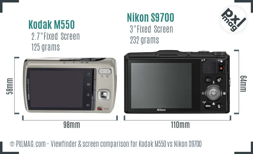 Kodak M550 vs Nikon S9700 Screen and Viewfinder comparison Kodak M550 vs Nikon S9700 Screen and Viewfinder comparison