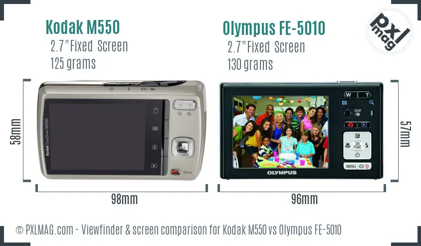 Kodak M550 vs Olympus FE-5010 Screen and Viewfinder comparison Kodak M550 vs Olympus FE-5010 Screen and Viewfinder comparison