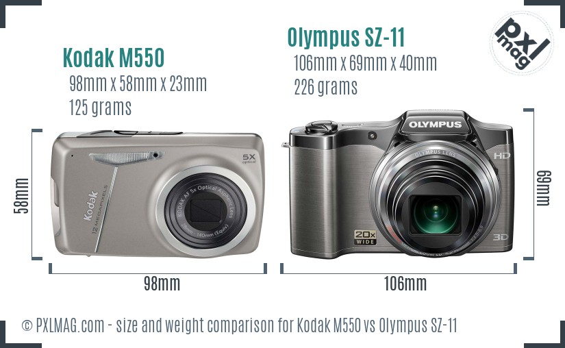 Kodak M550 vs Olympus SZ-11 size comparison Kodak M550 vs Olympus SZ-11 size comparison