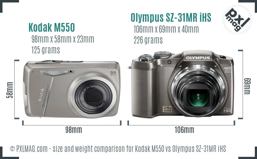 Kodak M550 vs Olympus SZ-31MR iHS size comparison