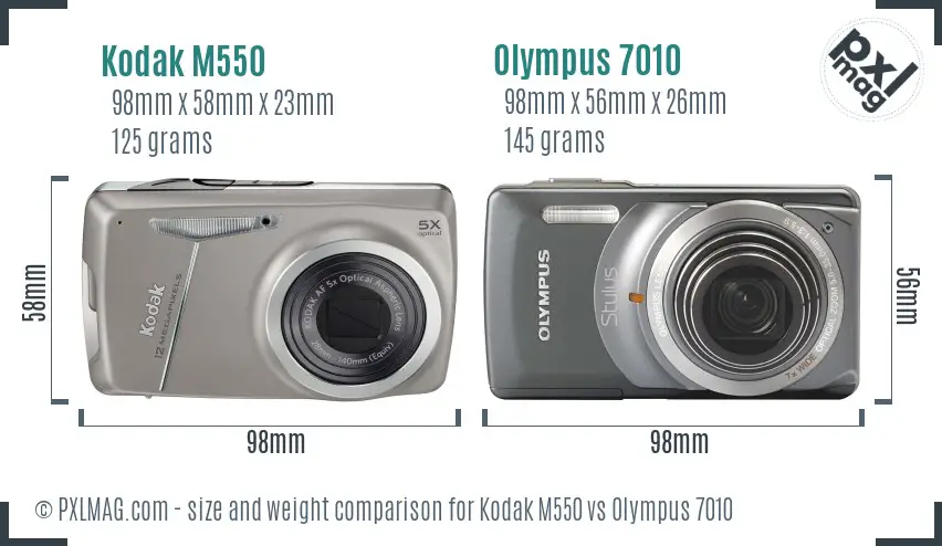 Kodak M550 vs Olympus 7010 size comparison