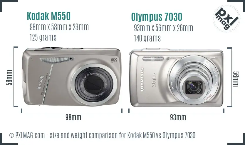 Kodak M550 vs Olympus 7030 size comparison
