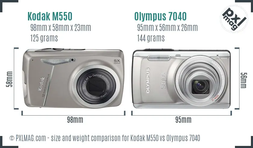 Kodak M550 vs Olympus 7040 size comparison