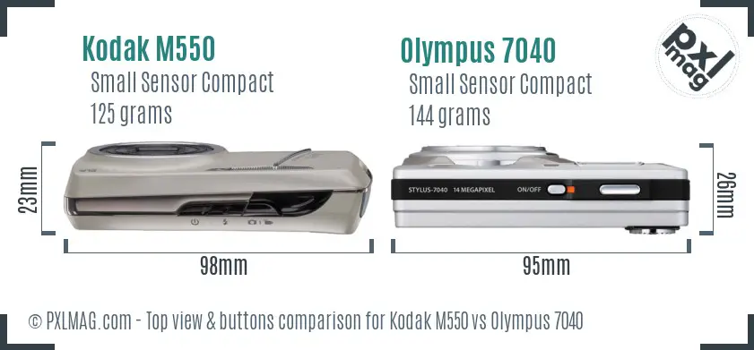 Kodak M550 vs Olympus 7040 top view buttons comparison