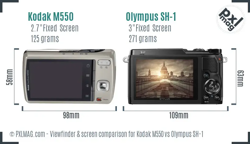 Kodak M550 vs Olympus SH-1 Screen and Viewfinder comparison