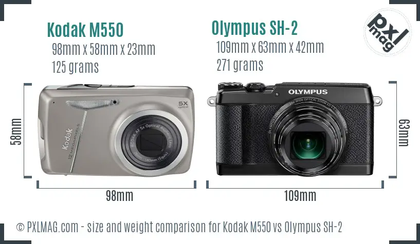 Kodak M550 vs Olympus SH-2 size comparison