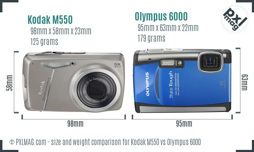 Kodak M550 vs Olympus 6000 size comparison