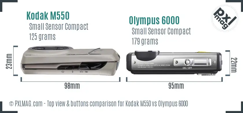 Kodak M550 vs Olympus 6000 top view buttons comparison