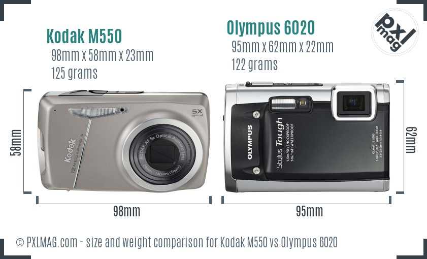 Kodak M550 vs Olympus 6020 size comparison Kodak M550 vs Olympus 6020 size comparison