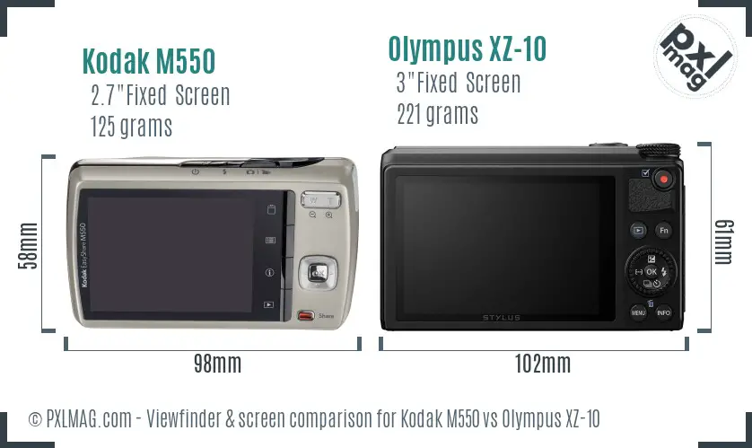 Kodak M550 vs Olympus XZ-10 Screen and Viewfinder comparison Kodak M550 vs Olympus XZ-10 Screen and Viewfinder comparison