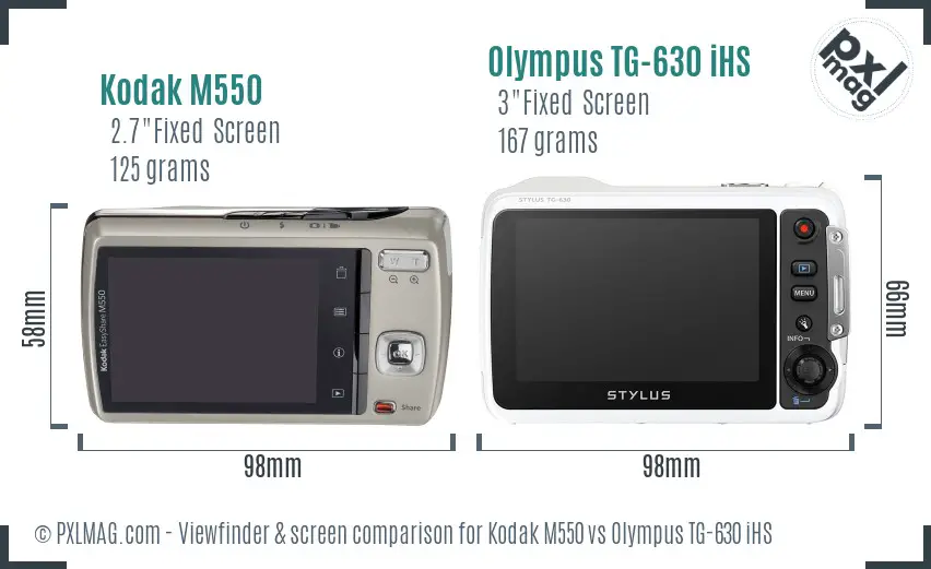 Kodak M550 vs Olympus TG-630 iHS Screen and Viewfinder comparison Kodak M550 vs Olympus TG-630 iHS Screen and Viewfinder comparison