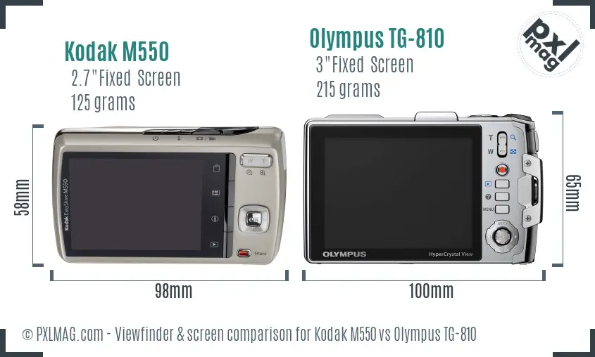 Kodak M550 vs Olympus TG-810 Screen and Viewfinder comparison Kodak M550 vs Olympus TG-810 Screen and Viewfinder comparison