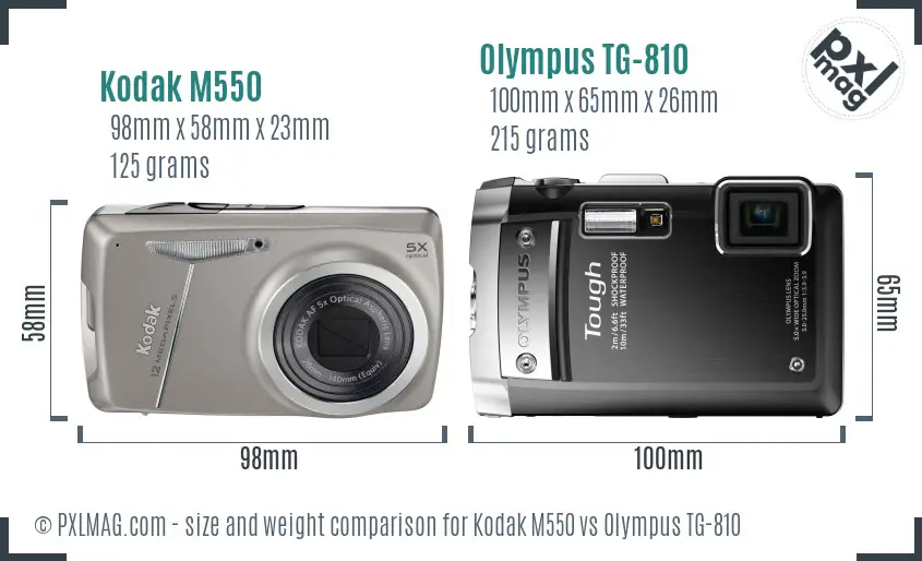 Kodak M550 vs Olympus TG-810 size comparison Kodak M550 vs Olympus TG-810 size comparison