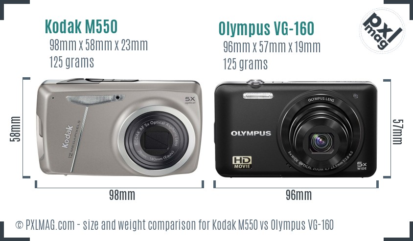 Kodak M550 vs Olympus VG-160 size comparison