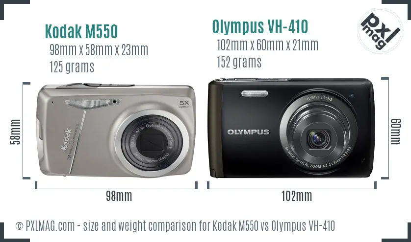 Kodak M550 vs Olympus VH-410 size comparison