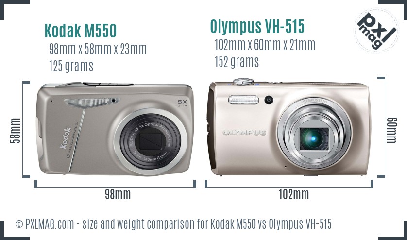 Kodak M550 vs Olympus VH-515 size comparison