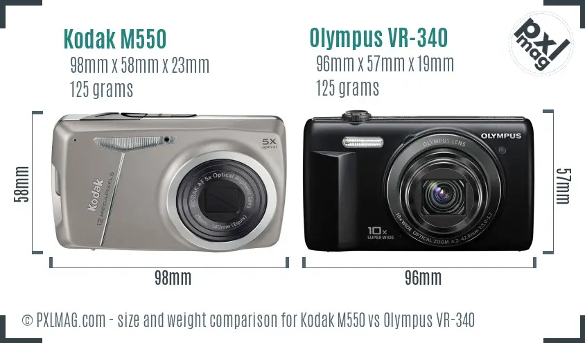 Kodak M550 vs Olympus VR-340 size comparison