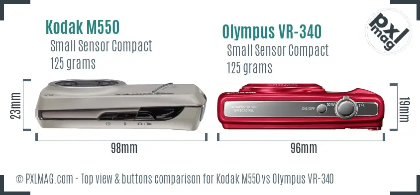 Kodak M550 vs Olympus VR-340 top view buttons comparison