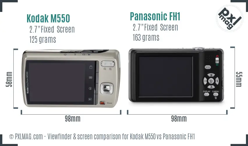 Kodak M550 vs Panasonic FH1 Screen and Viewfinder comparison Kodak M550 vs Panasonic FH1 Screen and Viewfinder comparison
