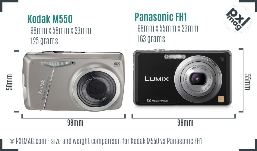 Kodak M550 vs Panasonic FH1 size comparison Kodak M550 vs Panasonic FH1 size comparison