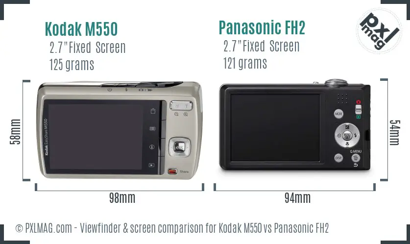 Kodak M550 vs Panasonic FH2 Screen and Viewfinder comparison Kodak M550 vs Panasonic FH2 Screen and Viewfinder comparison