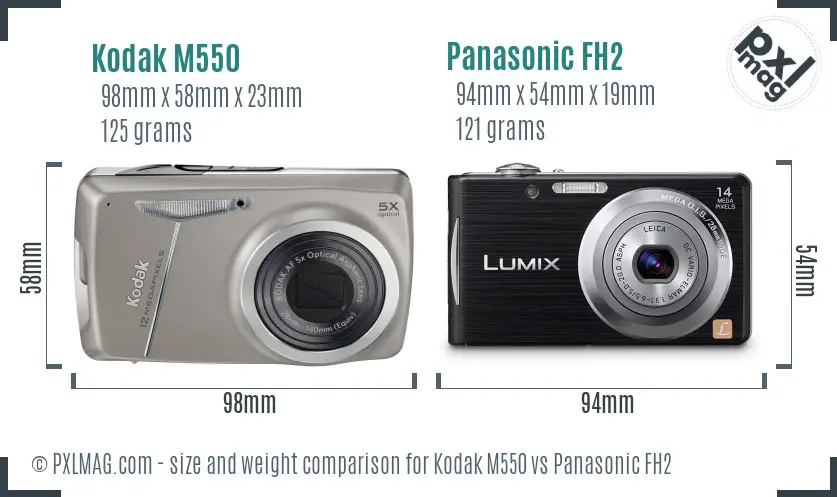 Kodak M550 vs Panasonic FH2 size comparison Kodak M550 vs Panasonic FH2 size comparison