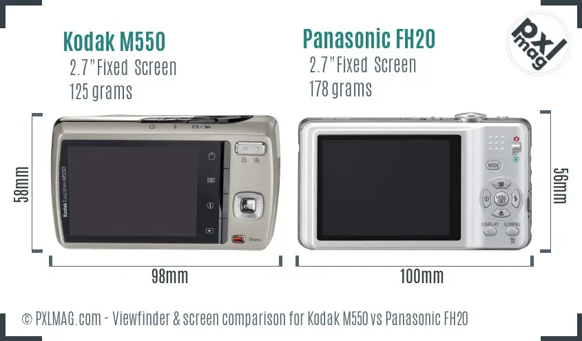 Kodak M550 vs Panasonic FH20 Screen and Viewfinder comparison Kodak M550 vs Panasonic FH20 Screen and Viewfinder comparison