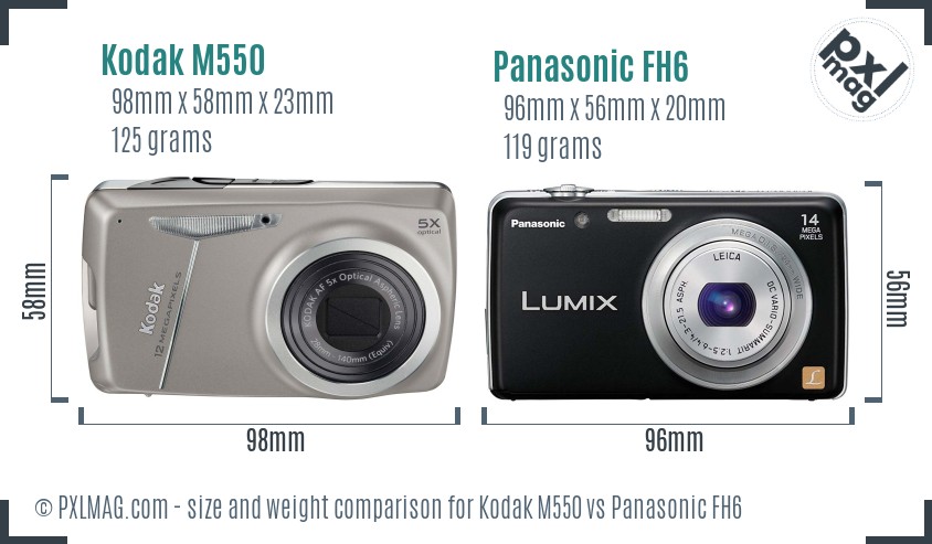 Kodak M550 vs Panasonic FH6 size comparison Kodak M550 vs Panasonic FH6 size comparison