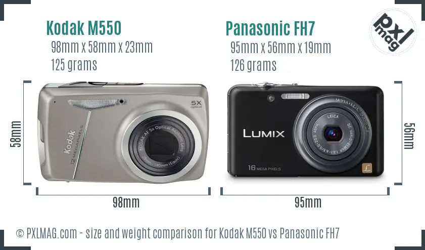 Kodak M550 vs Panasonic FH7 size comparison Kodak M550 vs Panasonic FH7 size comparison