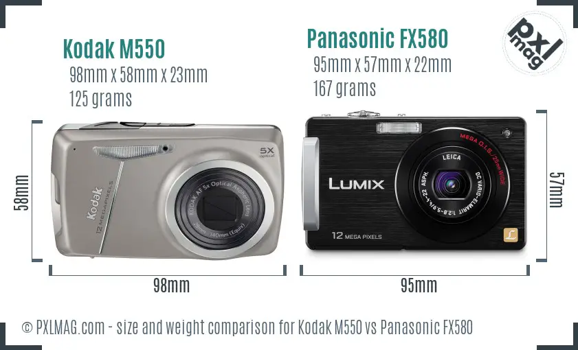 Kodak M550 vs Panasonic FX580 size comparison Kodak M550 vs Panasonic FX580 size comparison