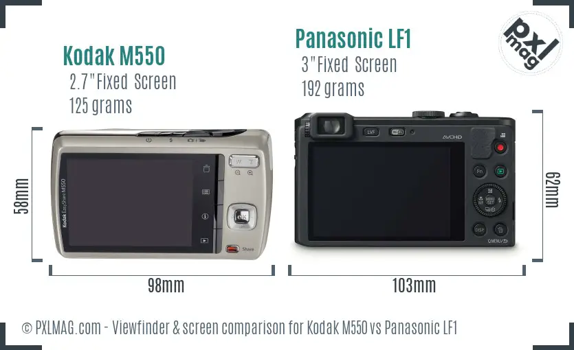 Kodak M550 vs Panasonic LF1 Screen and Viewfinder comparison